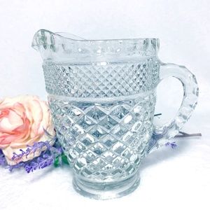 Vtg Clear Glass Pitcher with Diamond Pattern